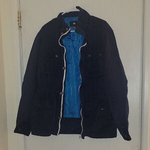 H&M Women's Dark Jacket with Vibrant Blue Interior